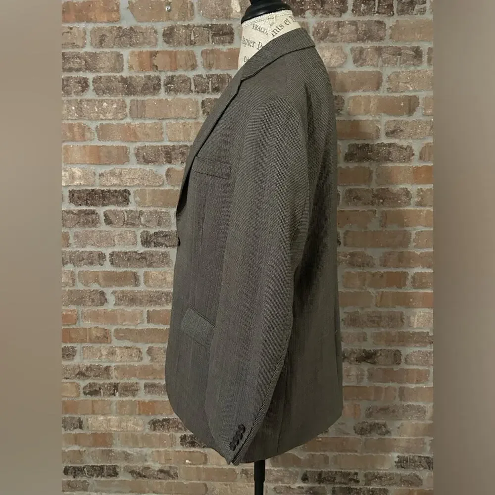 Lauren Ralph Lauren gray tan 100% wool sports coat blazer jacket plaid size 40R
